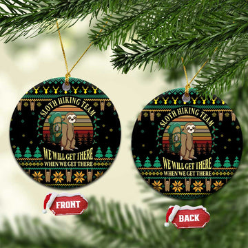 Sloth Team Christmas Holiday Ceramic Ornament Sloth Hiking Team DT04