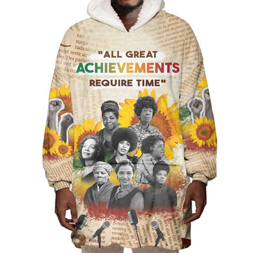 African Achievements Wearable Blanket Hoodie Civil Rights Female Leaders Sunflower DT04