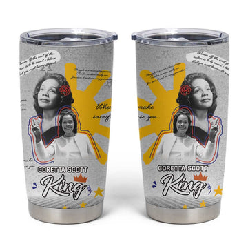 African American Coretta Scott King Tumbler Cup Honoring The Legacy Hand Draw Style DT04