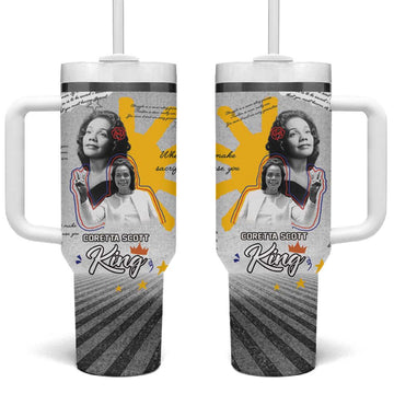 African American Coretta Scott King Tumbler With Handle Honoring The Legacy Hand Draw Style DT04