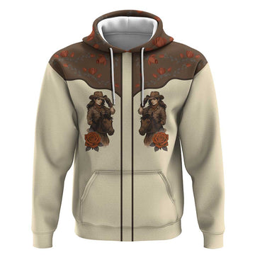 Cowgirl Hoodie Rose Retro Western Yoke DT05