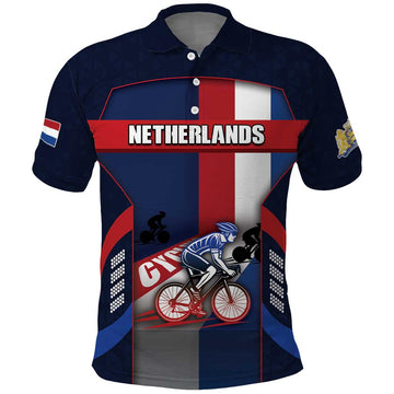 Personalized Netherlands Cycling Polo Shirt Sporty Style Navy DT05
