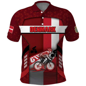 Personalized Denmark Cycling Polo Shirt Sporty Style Red DT05