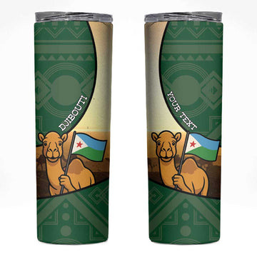 Personalized African Djibouti Skinny Tumbler Camel Holding Jabuuti Flag DT05