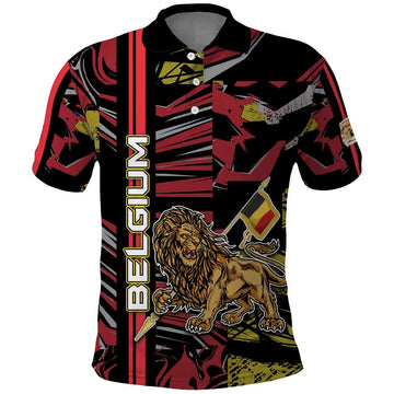 Personalized Belgium Polo Shirt Lion Holding Flag DT05