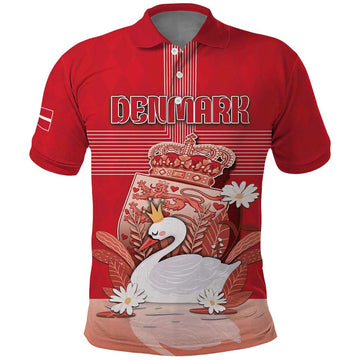 Personalized Denmark Polo Shirt Mute Swan With Symbol DT05