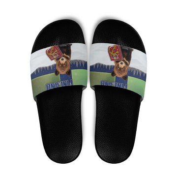 Finland Slide Sandals Brown Bear With Symbol Under The Aurora Sky DT05