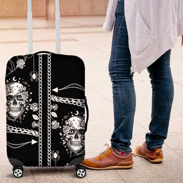 Western Gothic Yoke Luggage Cover Skull Rose With Spider DT05