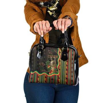 Bolivia Shoulder Handbag The Llama With Kantuta Over Andean Patterns DT05