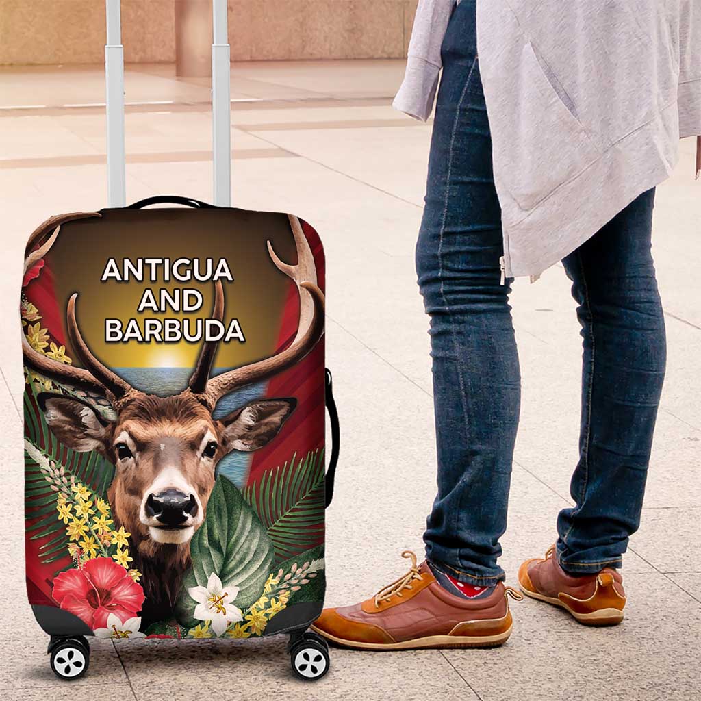 Antigua and Barbuda Luggage Cover Tropical Flowers Stag Deer DT05