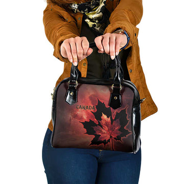 Canada Maple Leaf Shoulder Handbag Red Galaxy Style DT05