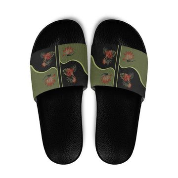 Western Yoke Slide Sandals Tropical Hibiscus Cowboy Style DT05