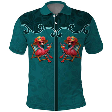 Western Yoke Polo Shirt Flamingo Relax Cowboy Style DT05