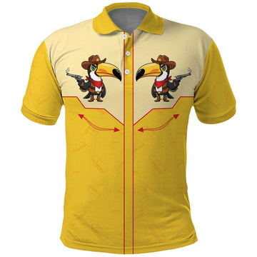 Western Yoke Polo Shirt Toucan Cowboy Style DT05