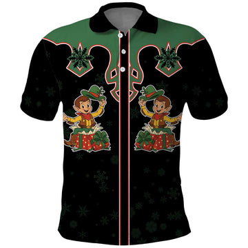 Western Yoke Polo Shirt Elves Cowboy Style DT05