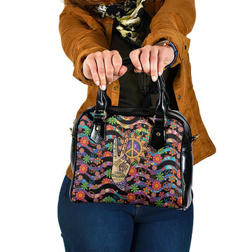 Hippie Shoulder Handbag Hand Gesture V With Peace Symbol DT05