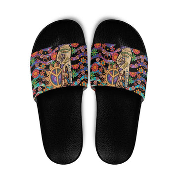 Hippie Slide Sandals Hand Gesture V With Peace Symbol DT05