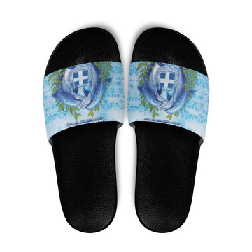 Greece Slide Sandals Dolphins And Symbol DT05