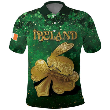 Personalized Ireland Polo Shirt The Shamrock With The Irish Hare Patterns DT05