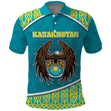 Personalized Kazakhstan Polo Shirt The Eagle With Kazakh Patterns DT05