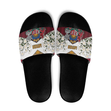 Latvia Slide Sandals Symbol With Latvians Patterns DT05