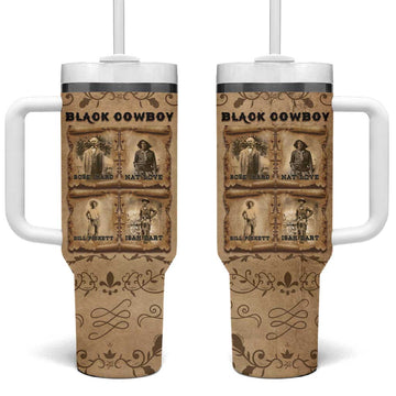 Black Cowboy Tumbler With Handle African American Black History Western Grunge DT05