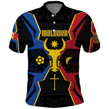 Personalized Moldova Polo Shirt The Aurochs Symbol With Patterns DT05