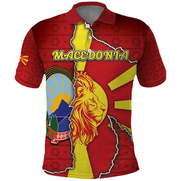 Personalized North Macedonia Polo Shirt National Emblem With Lion DT05