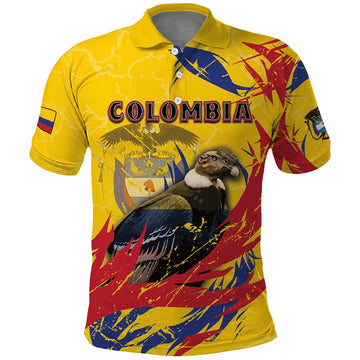 Personalized Colombia Polo Shirt Colombian Andean Condor With Coat Of Arms DT05