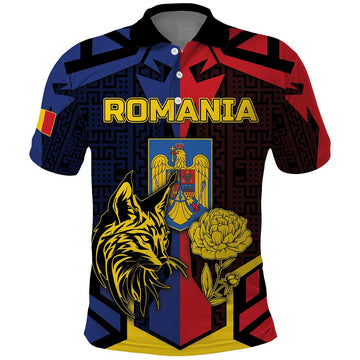 Personalized Romania Polo Shirt The Eurasian Lynx With The Peony DT05