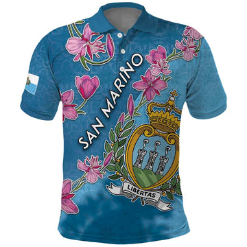 Personalized San Marino Polo Shirt The Cyclamen Cyprium With Coat Of Arms DT05