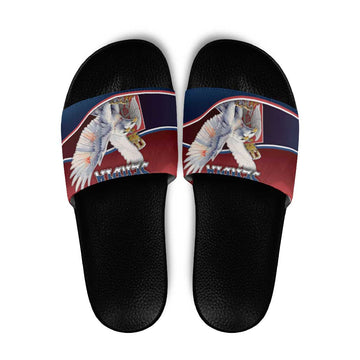 Serbia Slide Sandals White Double Headed Eagle With Coat Of Arms DT05
