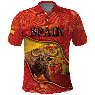Personalized Spain Polo Shirt The Spanish Fighting Bull With Coat Of Arms DT05