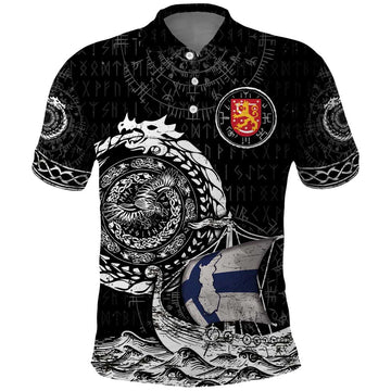 Personalized Viking Finland Polo Shirt Finnish Viking Ship DT05