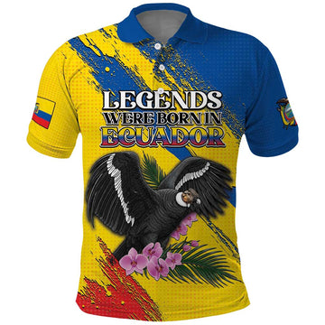 Personalized Ecuador Polo Shirt Andean Condor With Phalaenopsis Orchid DT05