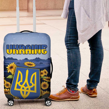 Ukraine Luggage Cover Coat Of Arms On Sunflower Field DT05