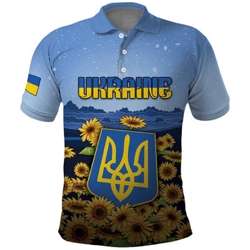 Personalized Ukraine Polo Shirt Coat Of Arms On Sunflower Field DT05