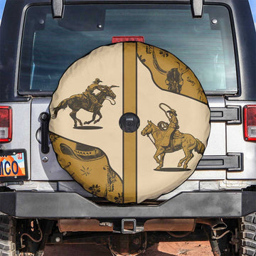 Cowboy Spare Tire Cover Horse Riding Retro Western Yoke Beige DT05