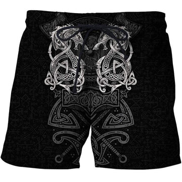 Viking Clothing White Fenrir Viking Wolf Tattoo Shorts RLT12