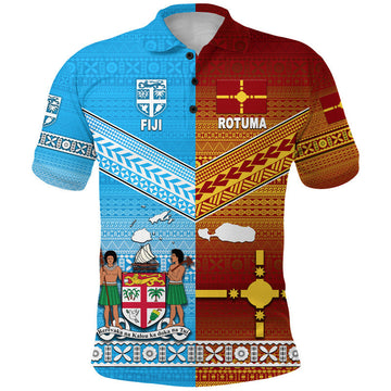 Custom Fiji And Rotuma Tapa Pattern Polo Shirt Together LT8