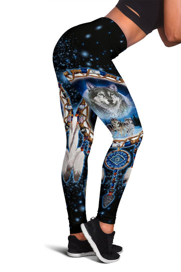 Galaxy Wolf Dreamcatcher Native American Women's Leggings LT10