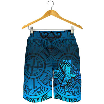Viking Men's Shorts - Raven Odin Celtic Cyan RLT12