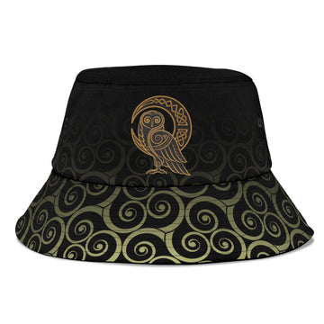 Viking Bucket Hat Owl Celtic On Triskels Background RLT12
