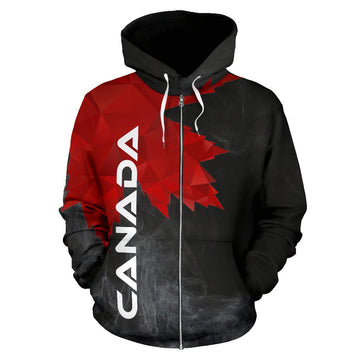 Canada Maple Leaf All Over Zip Up Hoodie