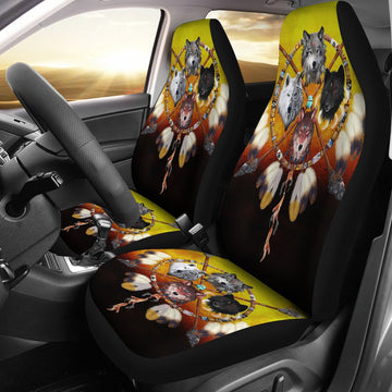 4 Wolves Warriors Native American Pride Car Seat Covers LT10