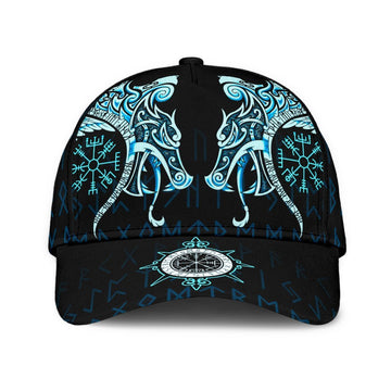 Viking Classic Cap, Fenrir Raven and Vegvisir Tattoo Cyan RLT12
