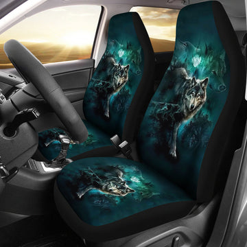 Green Wolf Forest Car Seat Covers LT10