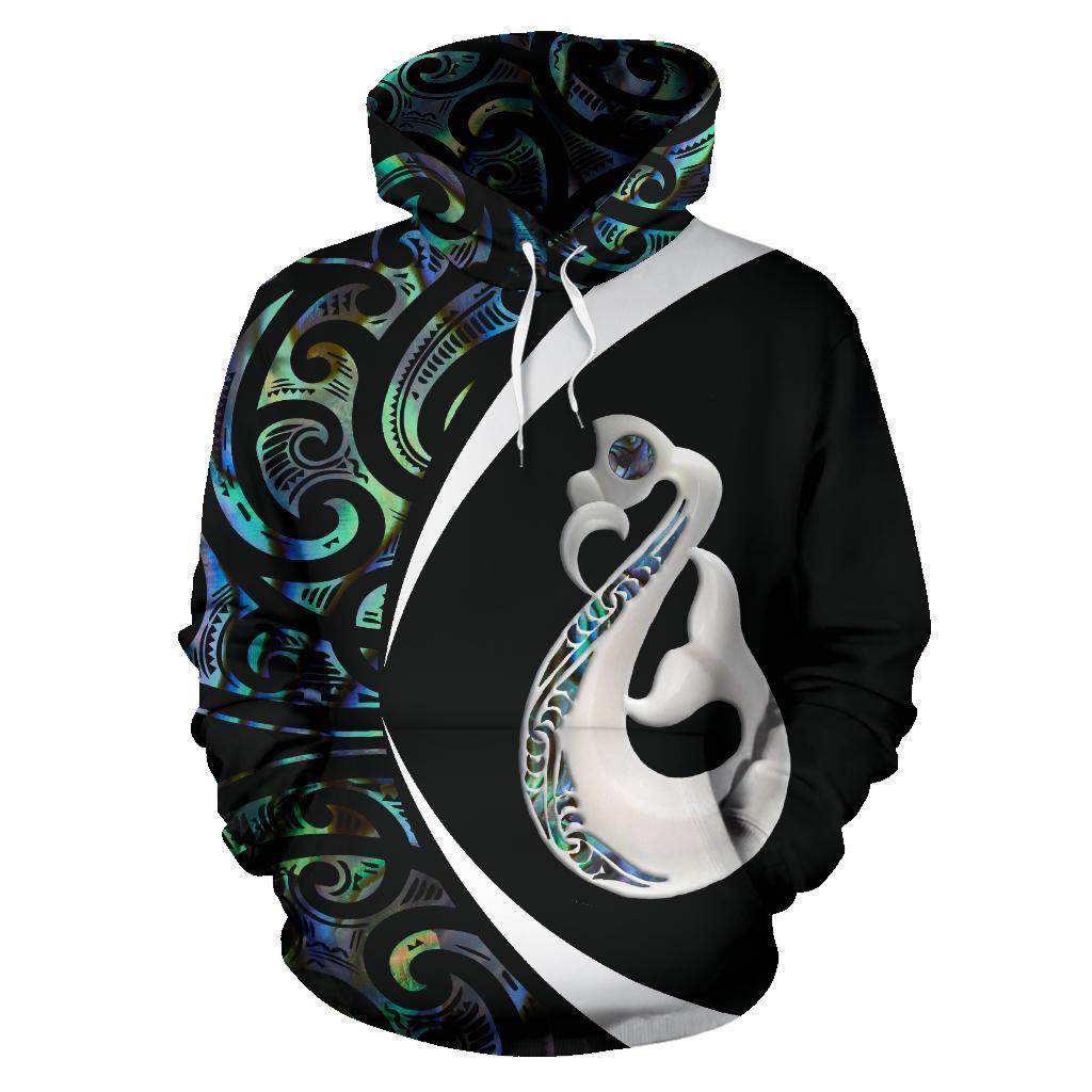Aotearoa Maori Manaia Paua Shell Hoodie Circle Style