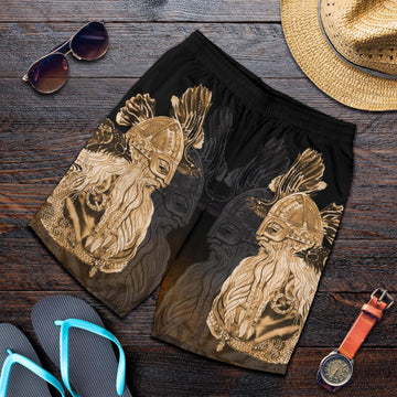 Viking All Over Print Men's Shorts Odin Raven Viking Gold RLT12