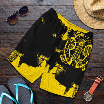 Viking Men's Shorts, Loki Bound Triskele Rune Gold RLT12